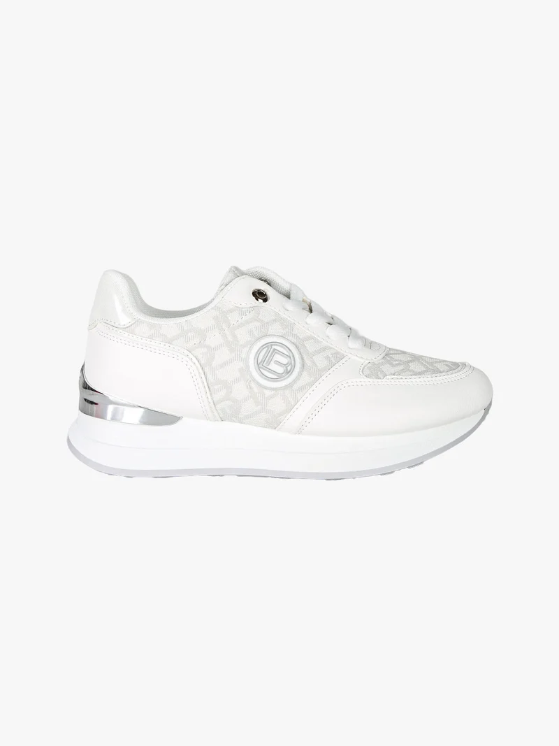 Sneakers donna stringate con platform - bianco