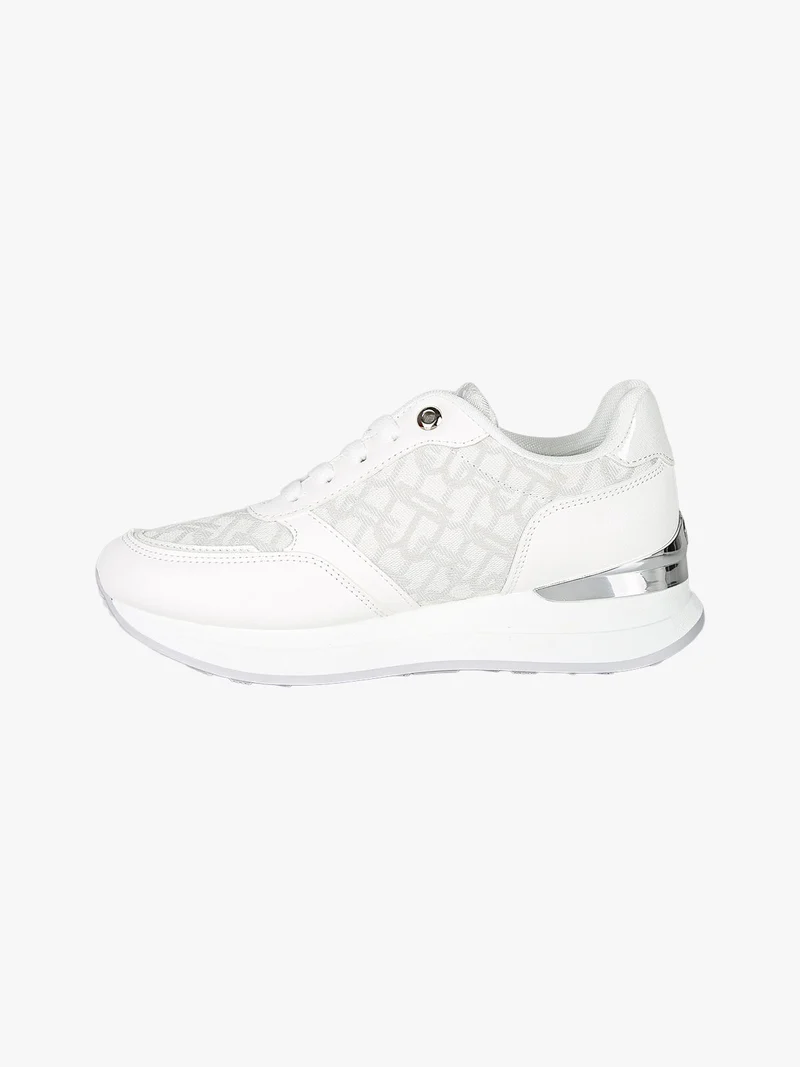 Sneakers donna stringate con platform - bianco
