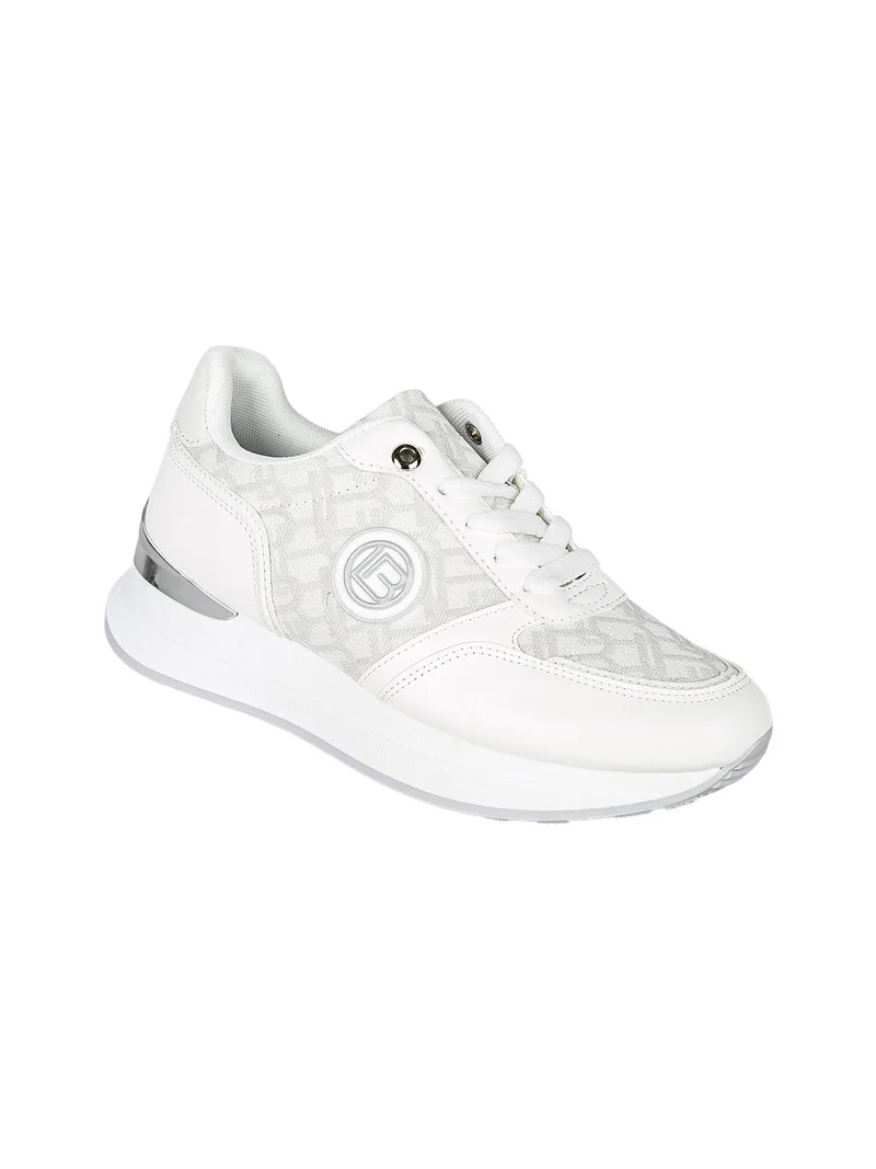 Sneakers donna stringate con platform - bianco