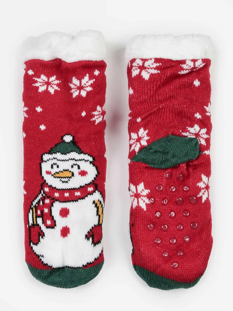 Calze antiscivolo natalizie da bambini con pelo