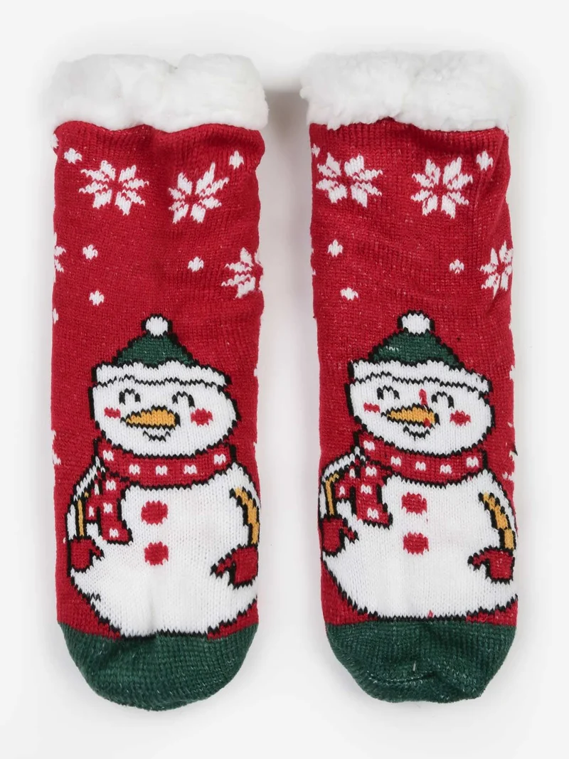 Calze antiscivolo natalizie da bambini con pelo
