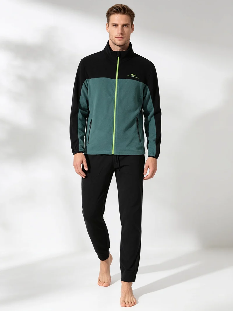Completo tuta da uomo in pile full zip - verde