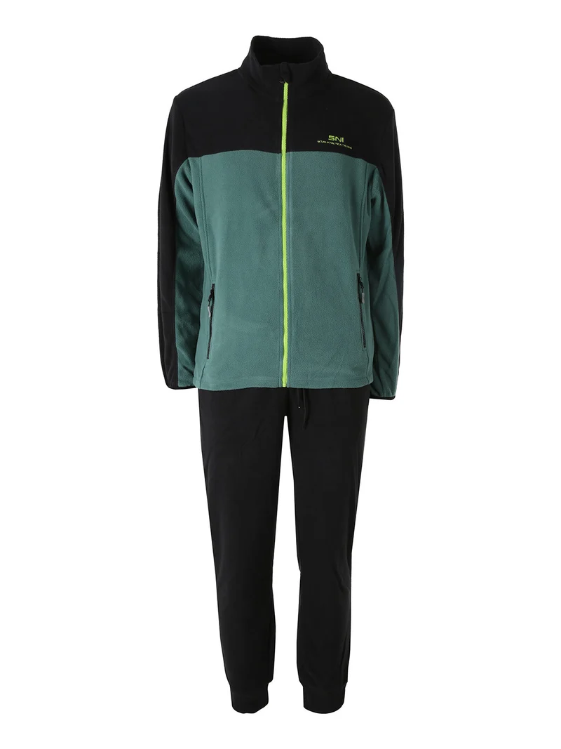 Completo tuta da uomo in pile full zip - verde