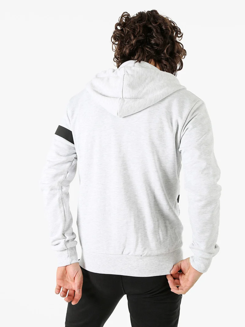 Felpa da uomo in cotone con cappuccio e zip - grigio chiaro