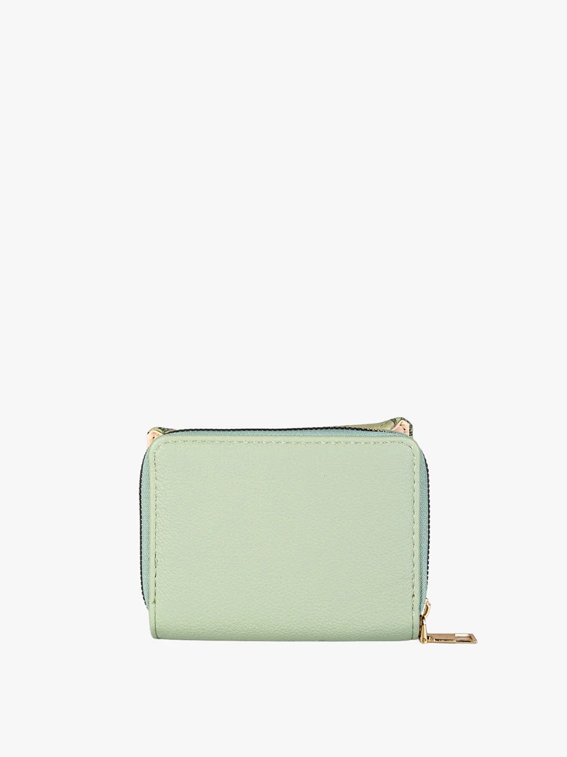 Portafoglio mini da donna con stampa monogramma - pistacchio