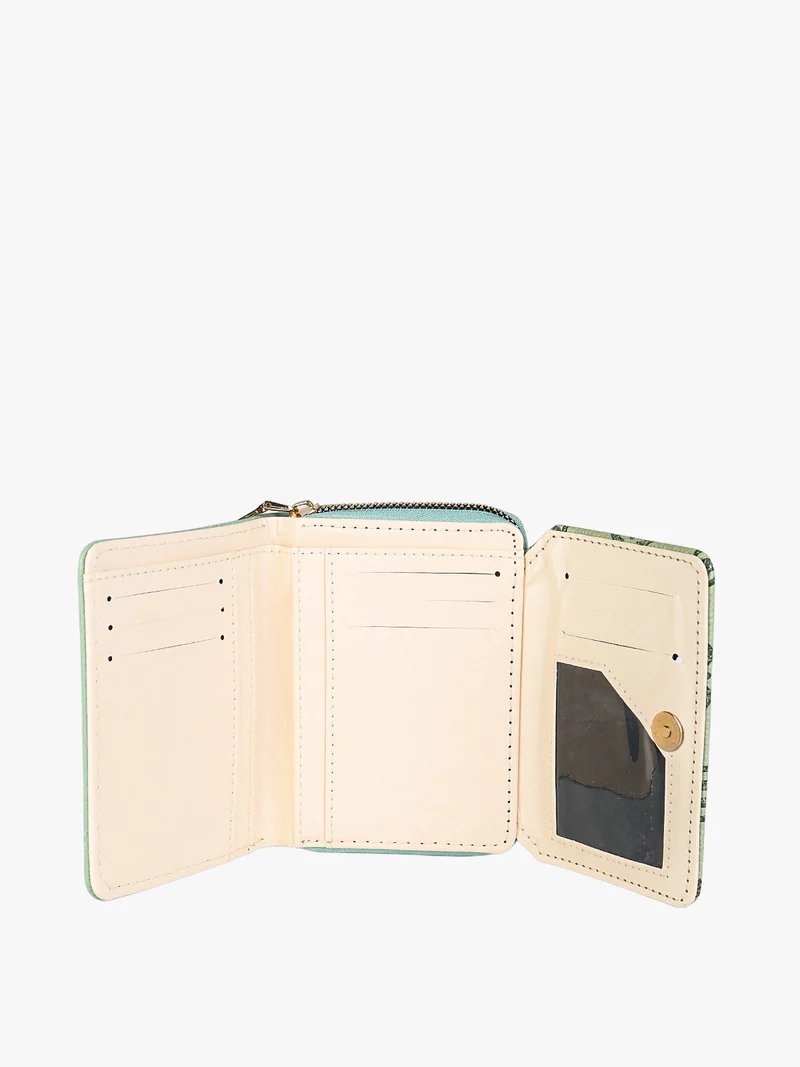 Portafoglio mini da donna con stampa monogramma - pistacchio