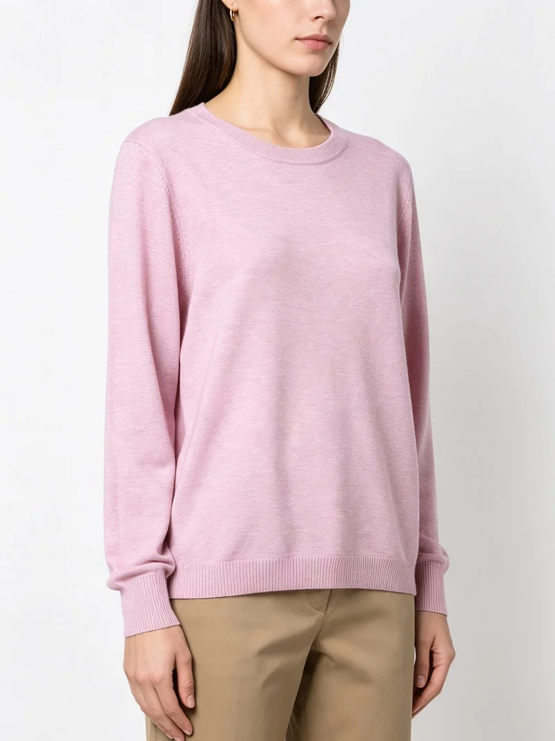 Pullover girocollo da donna in maglia - rosa