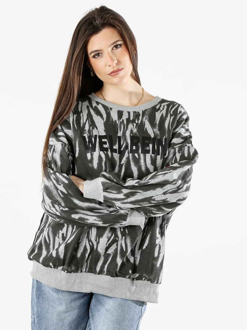 Felpa oversize da donna con stampe - grigio
