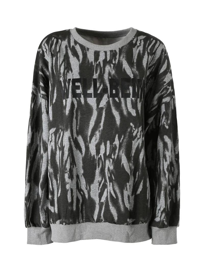 Felpa oversize da donna con stampe - grigio