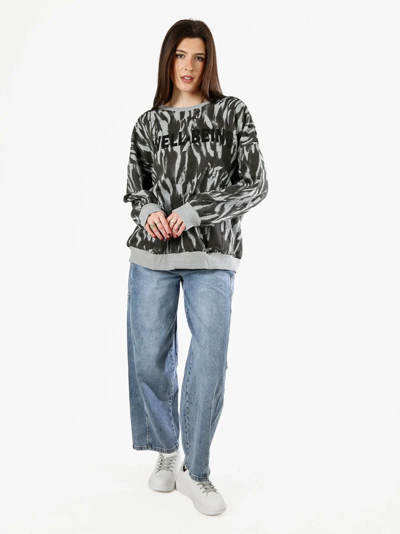 Felpa oversize da donna con stampe - grigio