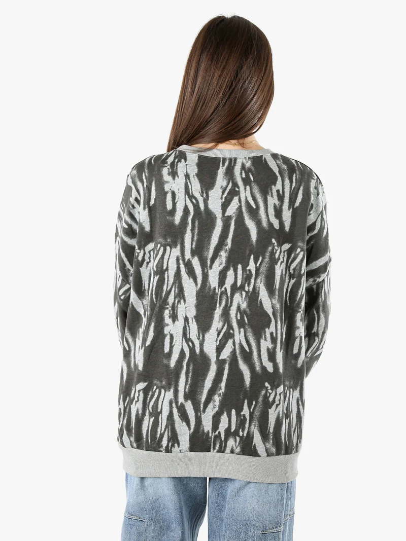 Felpa oversize da donna con stampe - grigio