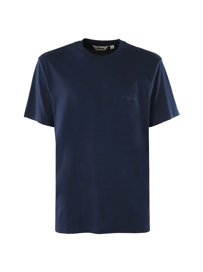 T-shirt girocollo da uomo in cotone con logo - blu scuro