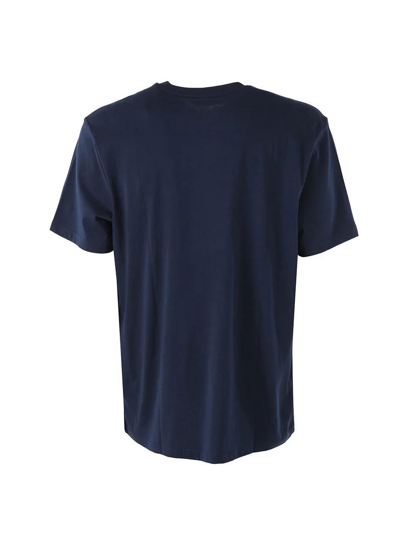 T-shirt girocollo da uomo in cotone con logo - blu scuro