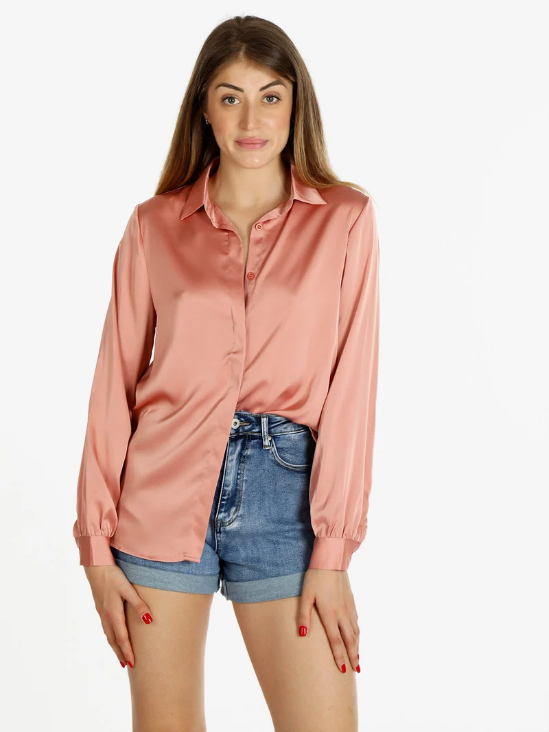 Camicia donna in raso - rosa