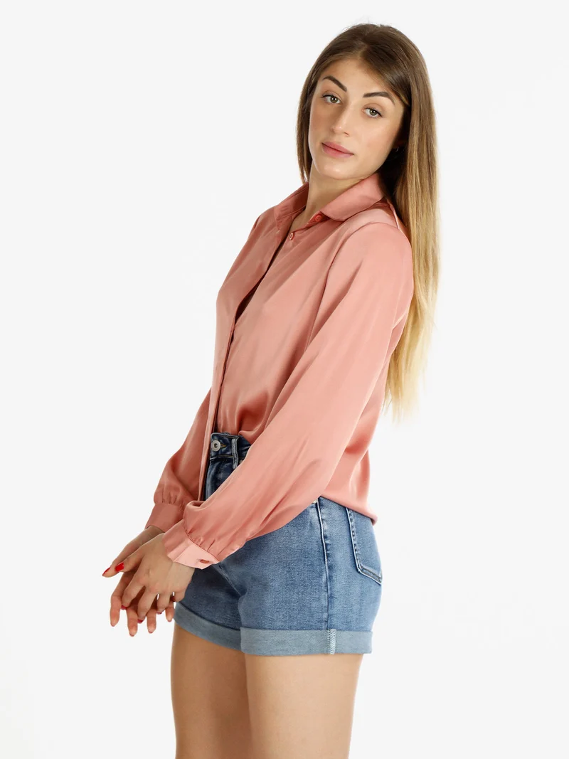 Camicia donna in raso - rosa