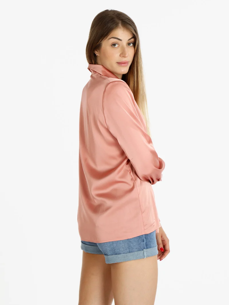 Camicia donna in raso - rosa