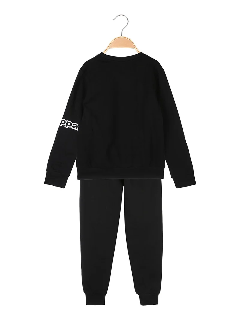 Completo tuta da ragazza 2 pezzi con logo e scollo tondo - nero