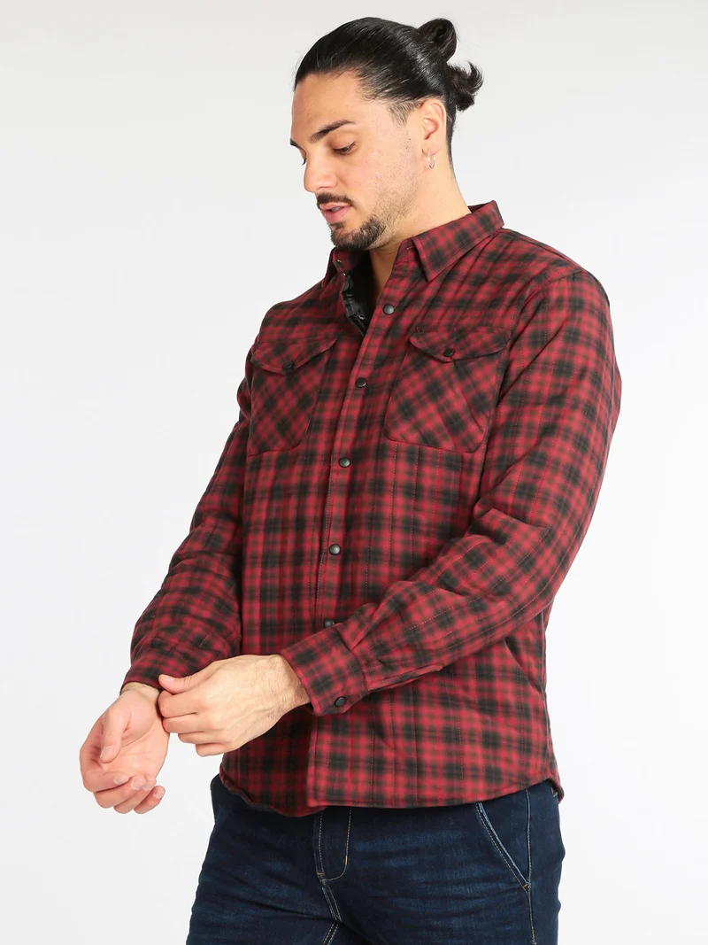 Camicia da uomo imbottita a quadri - rosso