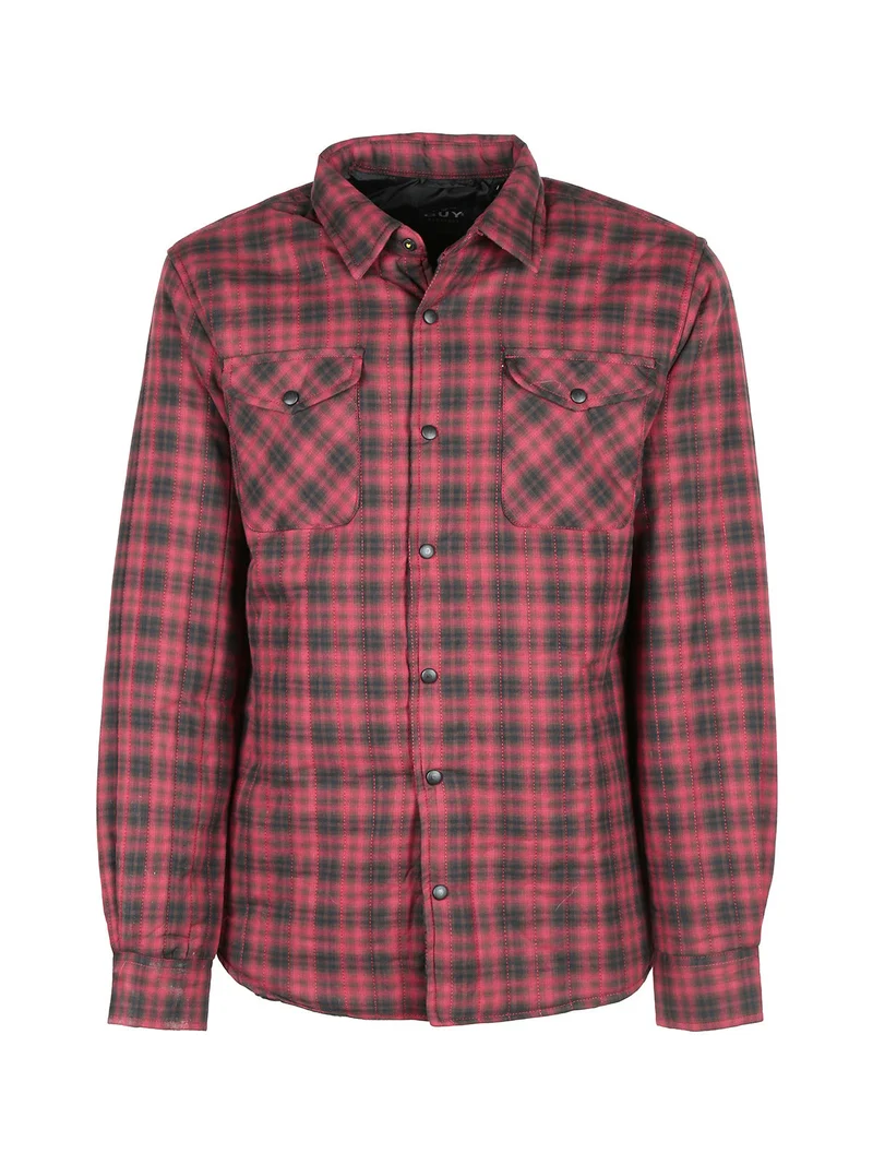 Camicia da uomo imbottita a quadri - rosso
