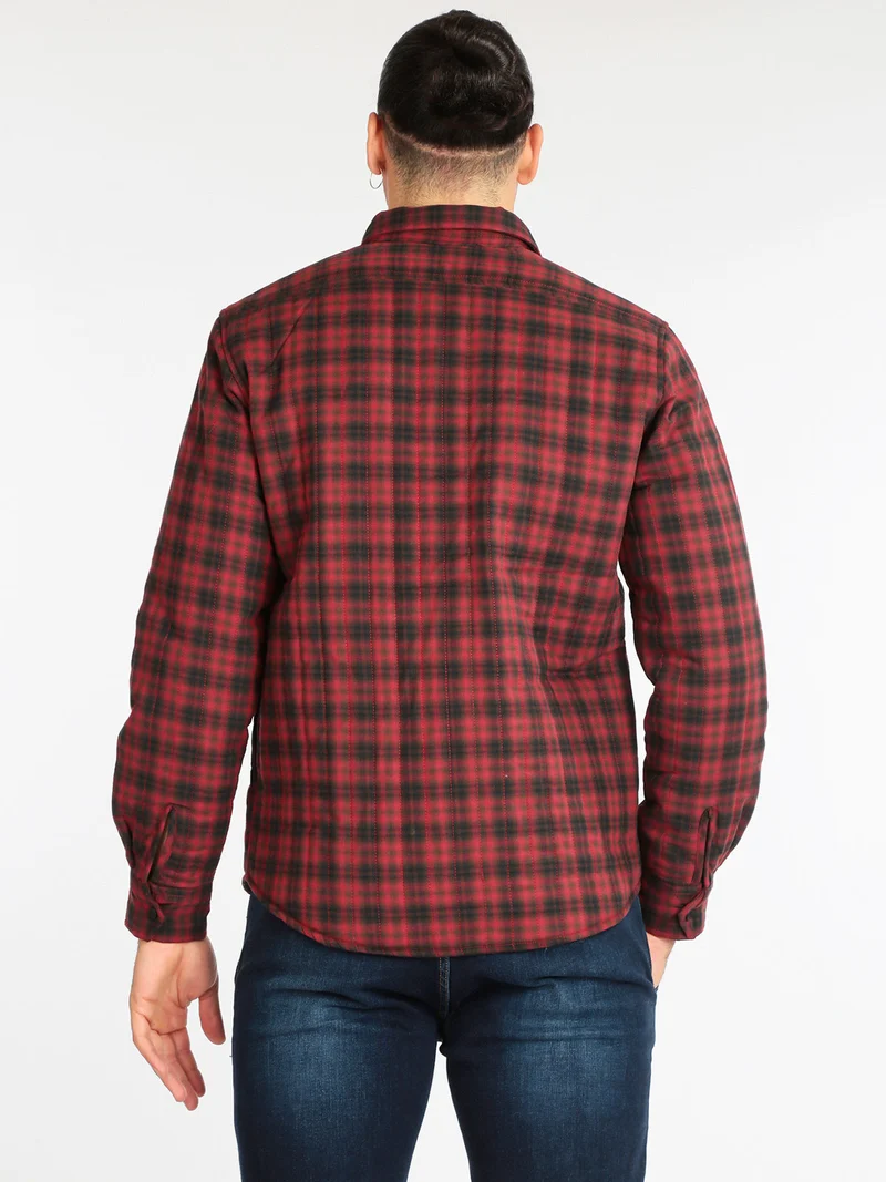 Camicia da uomo imbottita a quadri - rosso