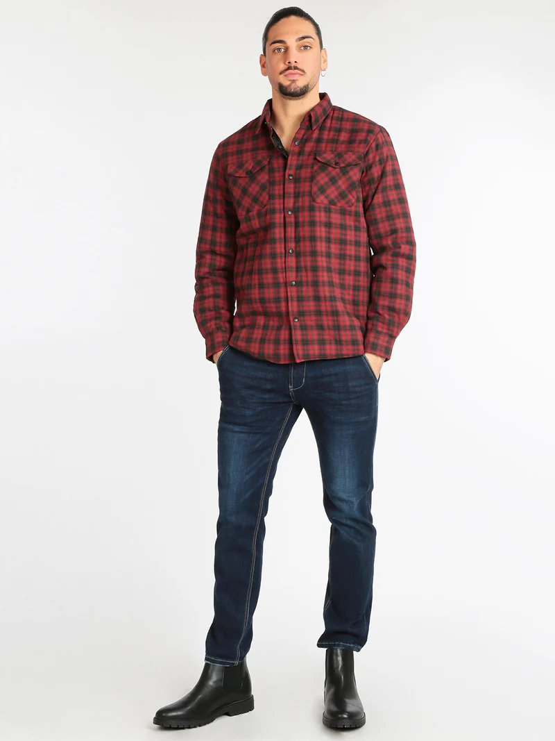 Camicia da uomo imbottita a quadri - rosso