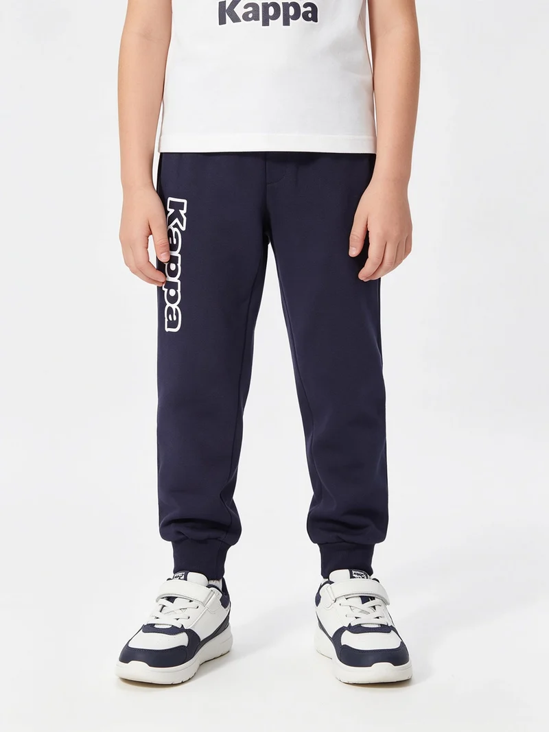 Pantaloni tuta da bambino con polsini e interno caldo cotone - blu scuro