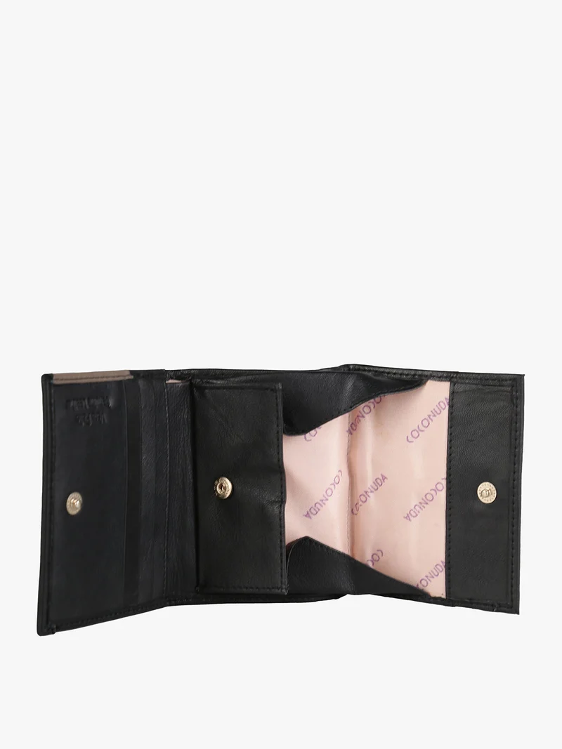 Portafoglio mini in pelle da donna - nero