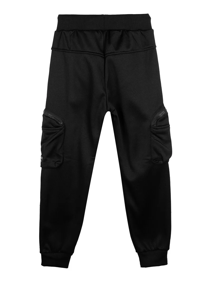 Pantaloni da bambino con tasconi laterali e polsini - nero