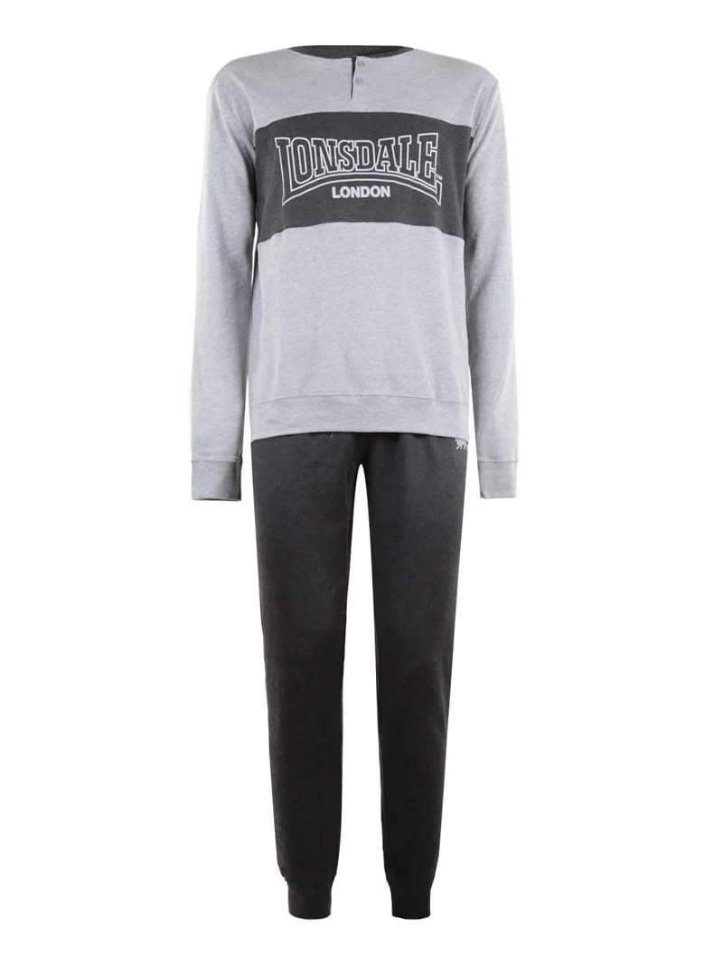 Pigiama lungo da uomo in cotone - grigio