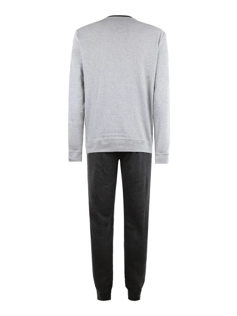 Pigiama lungo da uomo in cotone - grigio