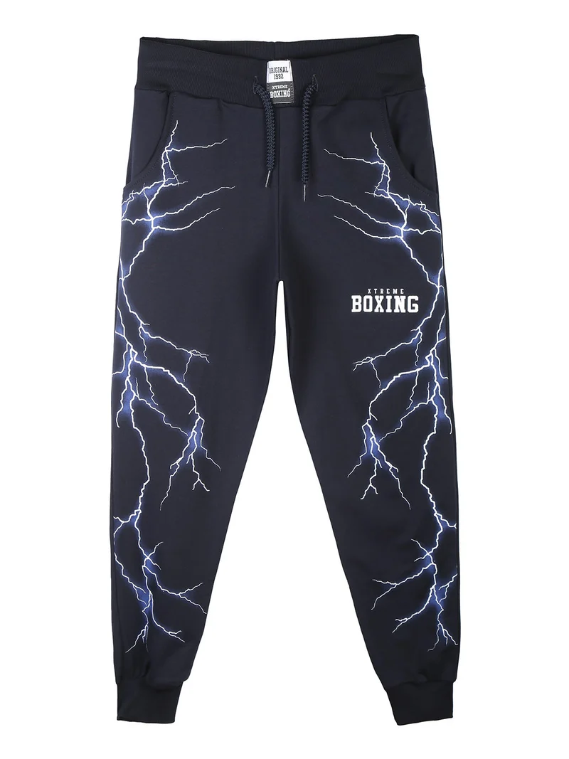 Pantaloni sportivi da ragazzo con coulisse e stampe - blu scuro