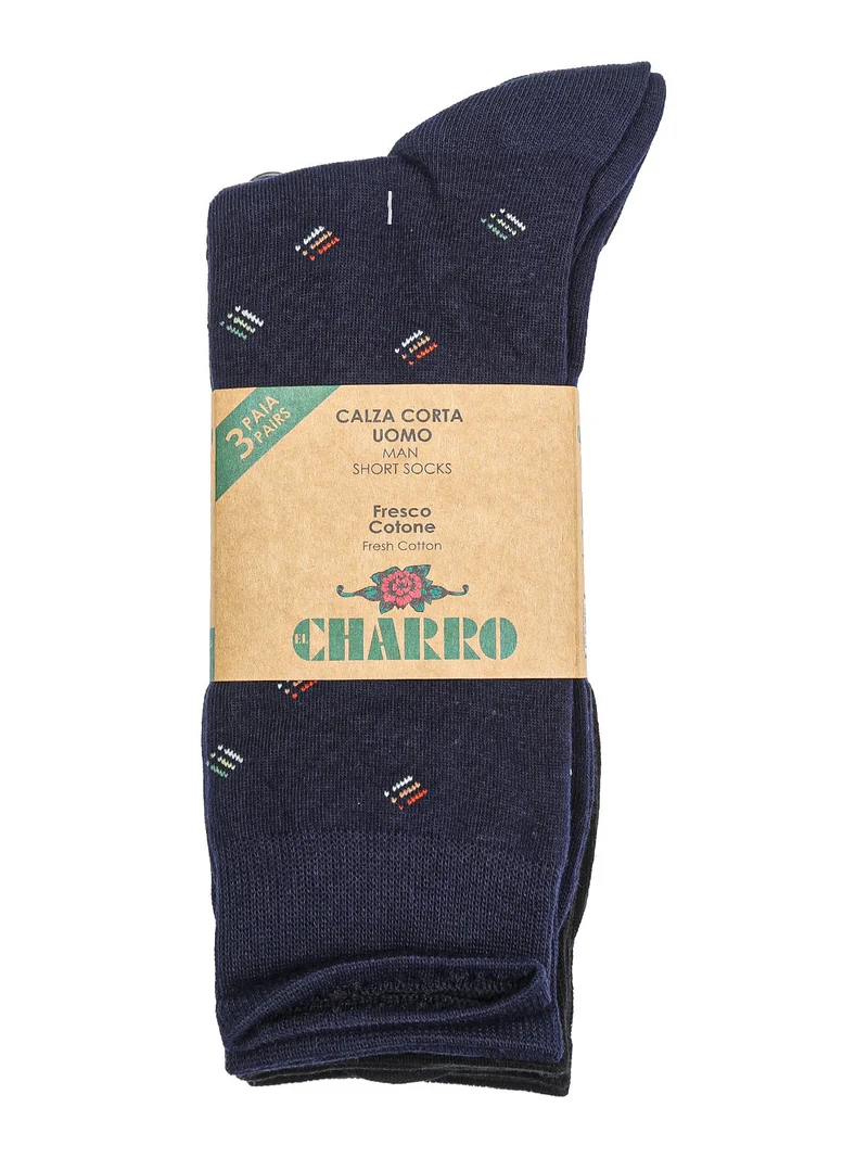Confezione da 3 paia di calze corte da uomo in cotone - nero