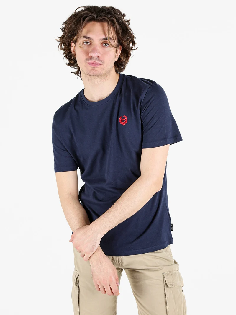 T-shirt girocollo da uomo in cotone - blu scuro