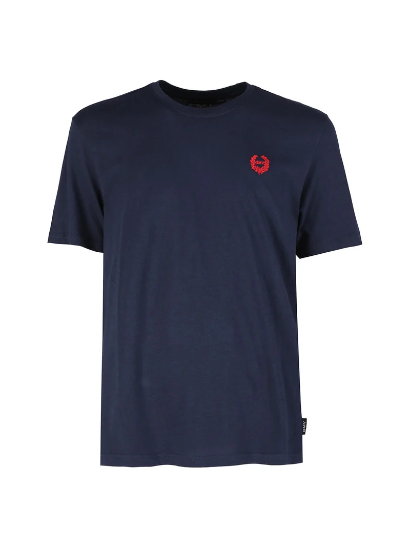 T-shirt girocollo da uomo in cotone - blu scuro