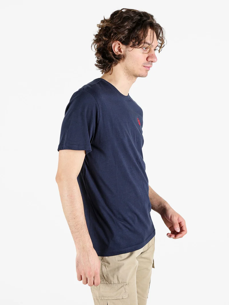 T-shirt girocollo da uomo in cotone - blu scuro
