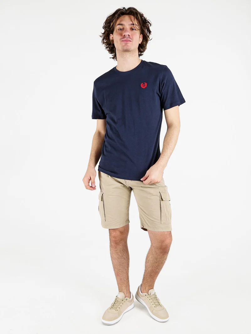 T-shirt girocollo da uomo in cotone - blu scuro