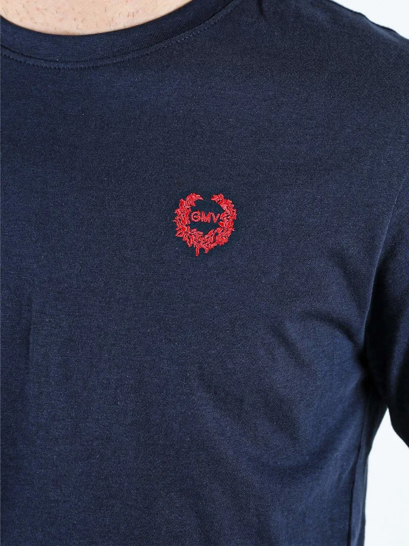 T-shirt girocollo da uomo in cotone - blu scuro
