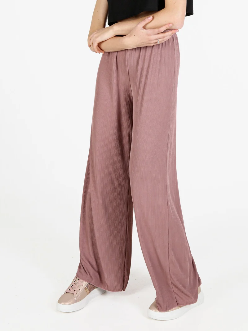 Pantaloni donna leggeri a palazzo - rosa