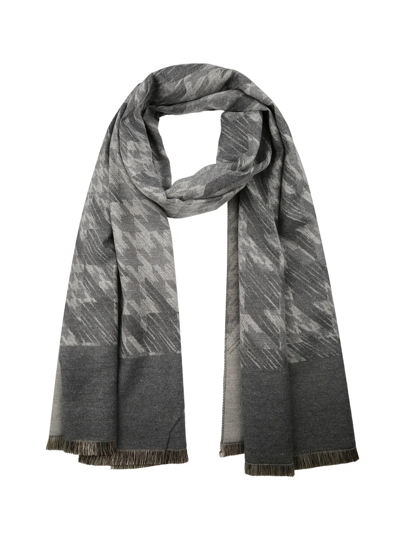Sciarpa donna con stampe e frange - grigio chiaro