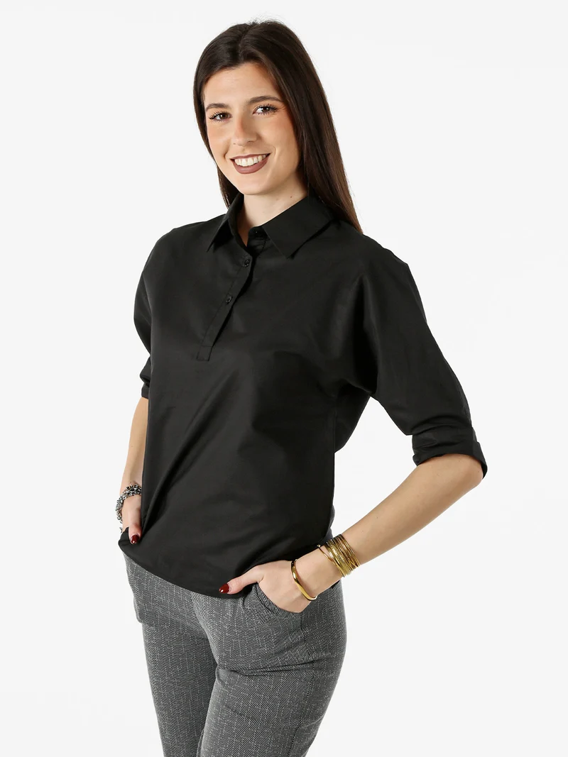 Camicia donna con maniche a 3/4 - nero