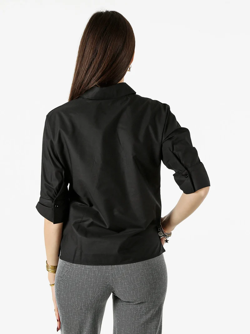 Camicia donna con maniche a 3/4 - nero