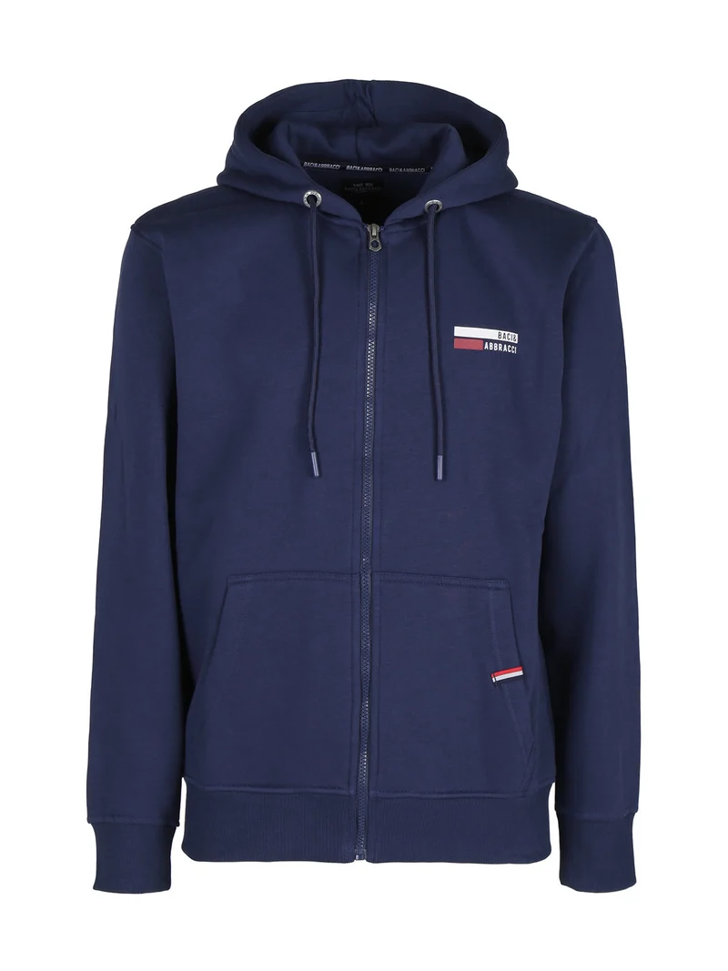 Felpa pesante da uomo con cappuccio e zip - blu scuro
