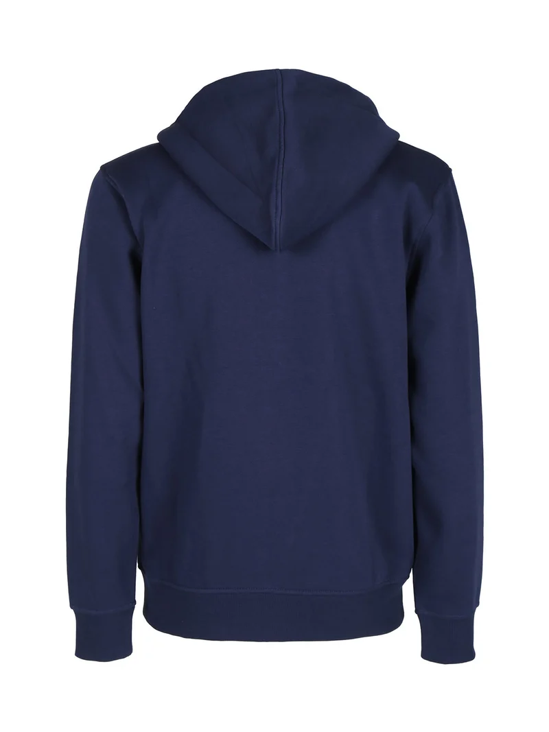Felpa pesante da uomo con cappuccio e zip - blu scuro