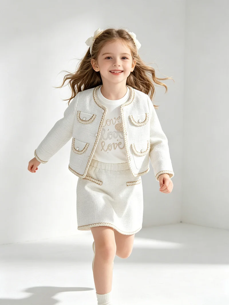Completo elegante da bambina 3 pezzi - bianco