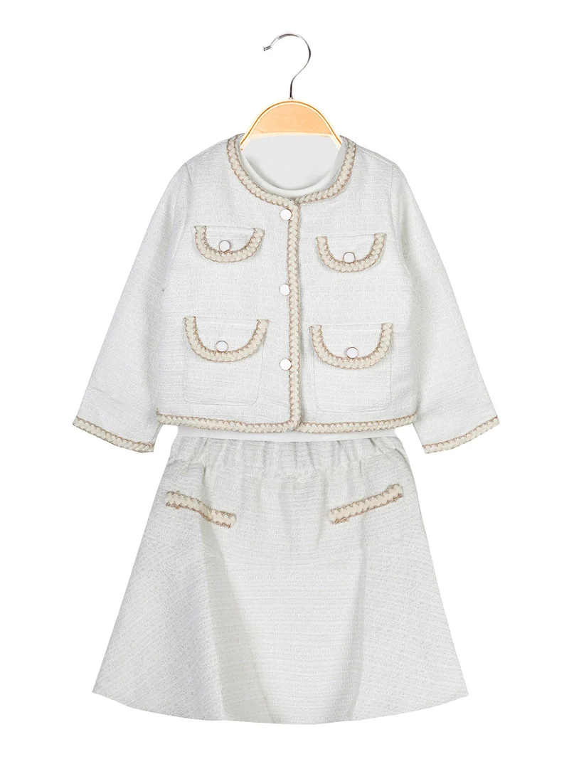 Completo elegante da bambina 3 pezzi - bianco