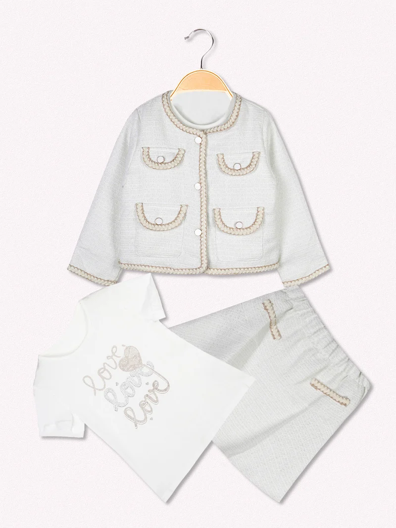 Completo elegante da bambina 3 pezzi - bianco