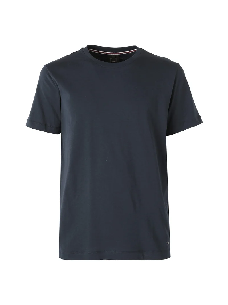 T-shirt girocollo da uomo in cotone - blu scuro