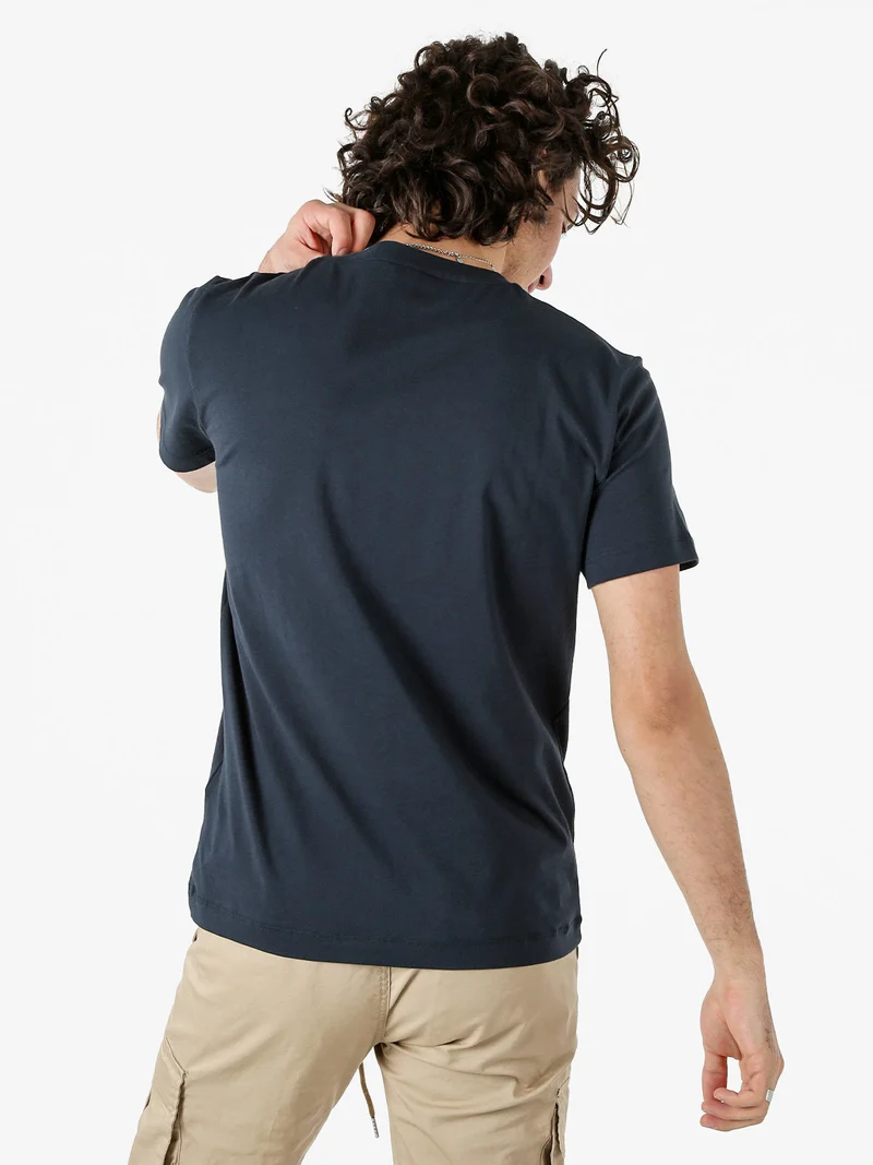 T-shirt girocollo da uomo in cotone - blu scuro