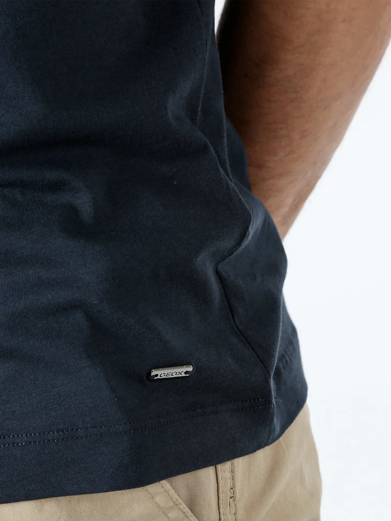 T-shirt girocollo da uomo in cotone - blu scuro