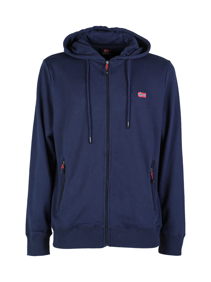 Felpa da uomo con cappuccio e zip - blu scuro